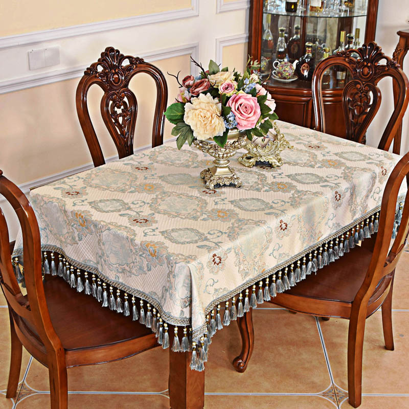 欧式高级感圆桌桌布2021年新款椭圆形茶几电视柜客厅台布家用流苏