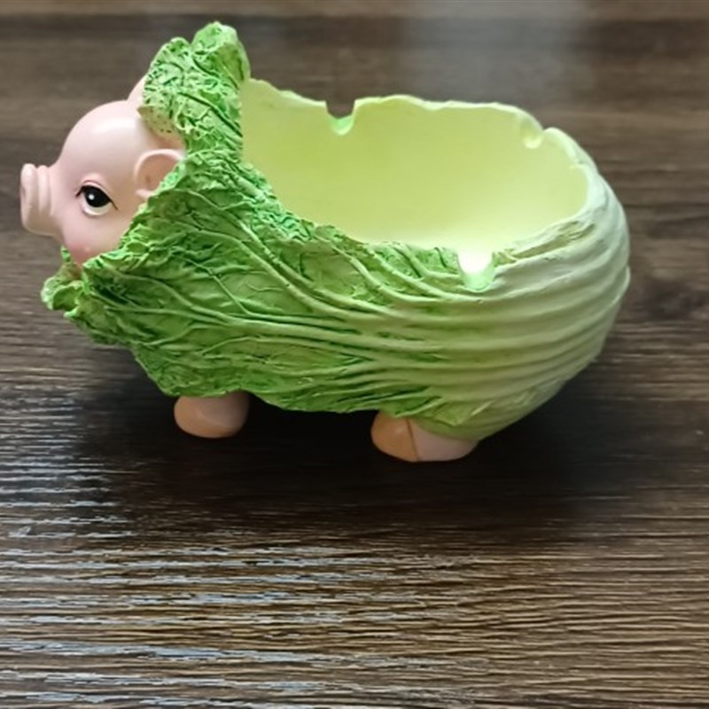 树脂工艺品创意猪拱白菜可爱小猪摆件烟灰缸时尚酒店办公桌客厅