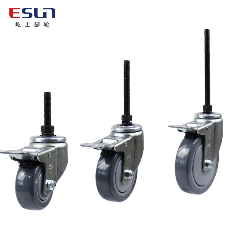 万向轮寸中型丝杆加长脚寸不锈钢向带刹5寸静音定制轮子
