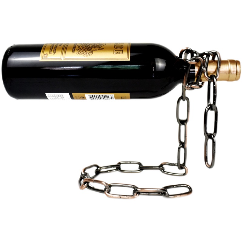 汇典工艺 神奇悬浮铁链酒架金属链条支架工艺品个性创意家居摆件