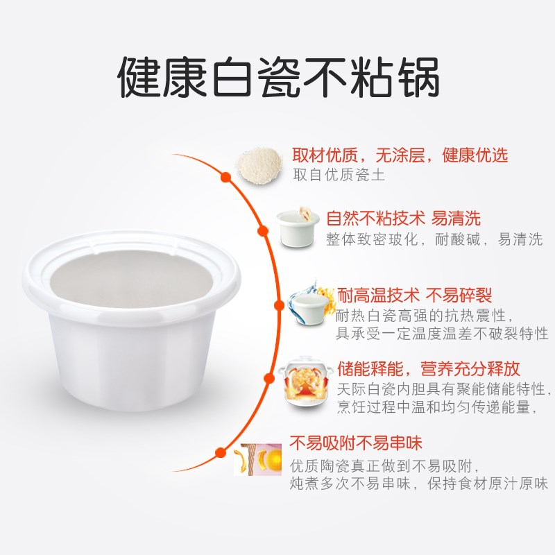 天际电炖炖锅小炖锅2-3人 家用电炖锅陶瓷煲汤煮粥锅迷你宝宝bb煲