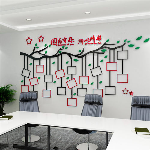 照片墙办公室立体装饰员工风采背景展示企业纸画标语