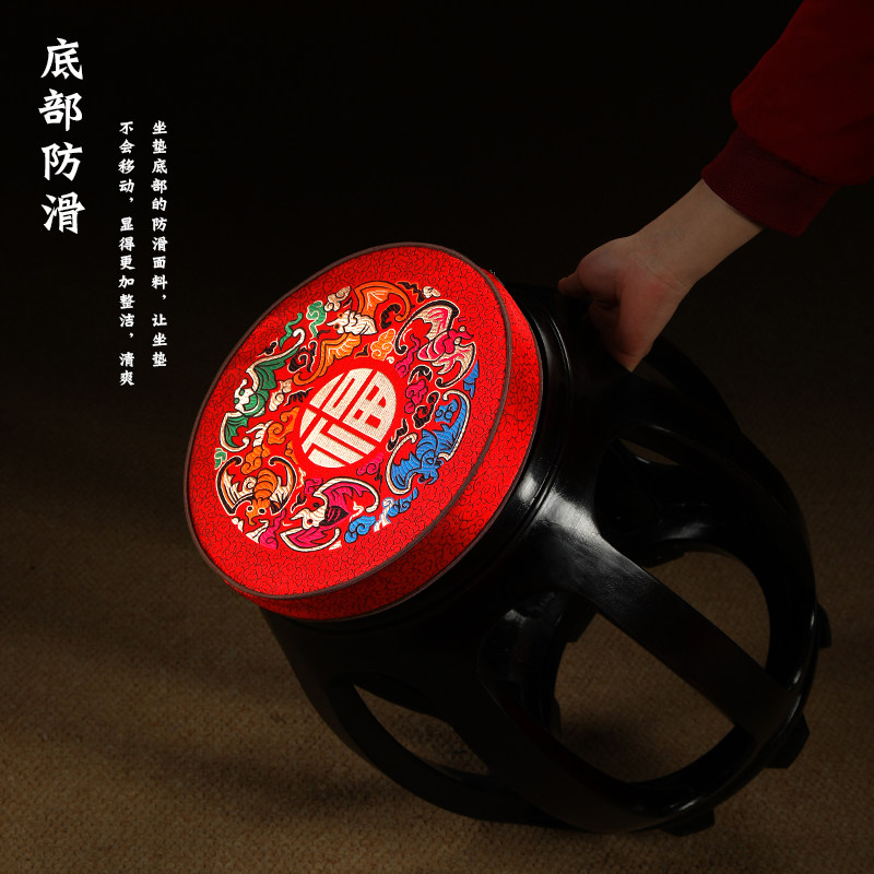 中式圆形坐垫红木椅垫防滑鼓凳座垫实木太师椅圈椅藤椅垫定制