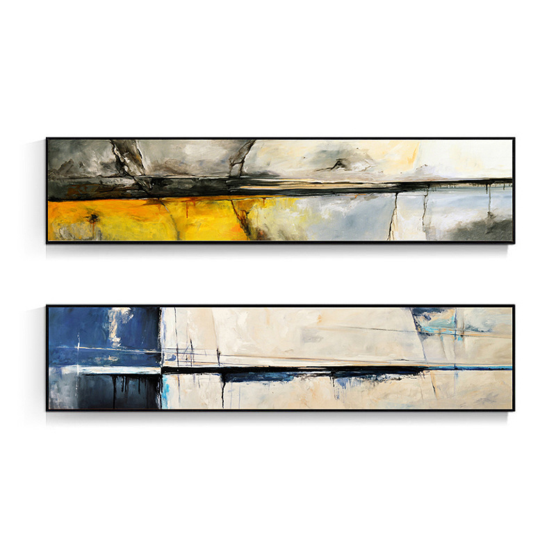 现代卧室床头装饰画客厅壁画赵无极抽象挂画酒店横幅油画玻璃