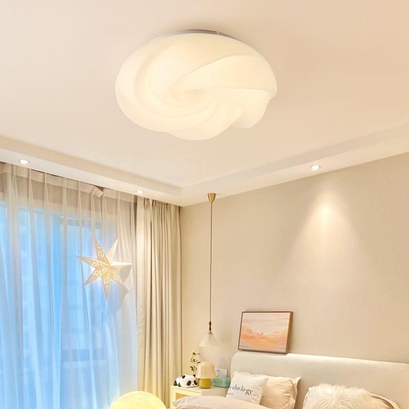 中山灯具卧室灯简约现代大气奶油风玫瑰造型书房儿童房智能吸顶灯