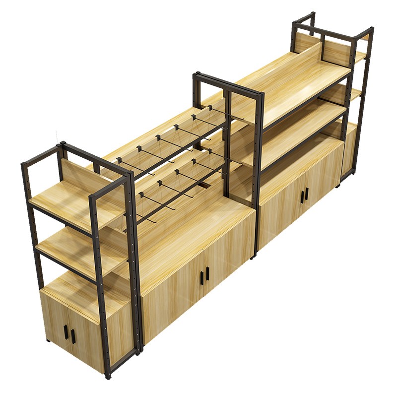 超市货架展示架多层零食饮料架子小卖部便利店单面面挂钩展示柜