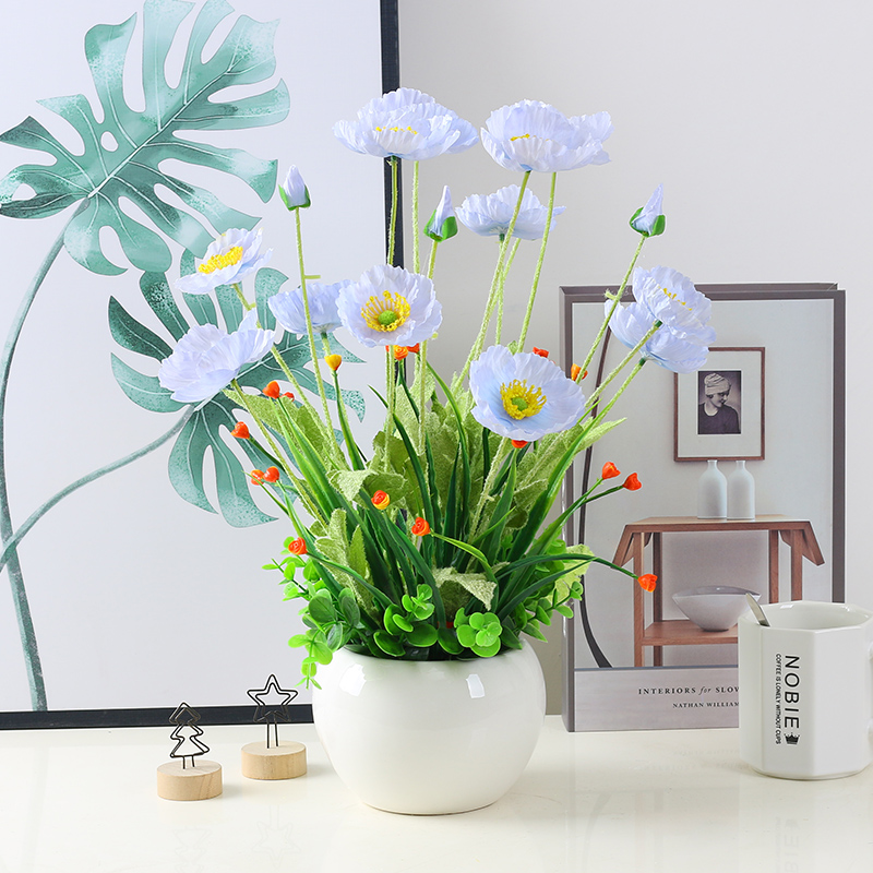 郁金香虞美人假花仿真花装插花薰衣草花艺客厅餐桌盆栽绢花