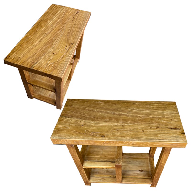 老榆木茶桌全实木茶水柜茶边柜小茶桌阳台二人茶台沙发侧边几