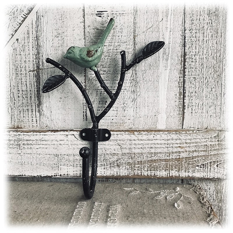 出口 铁质复古做旧小鸟树枝挂钩 衣帽钩 窗帘钩  厚重款