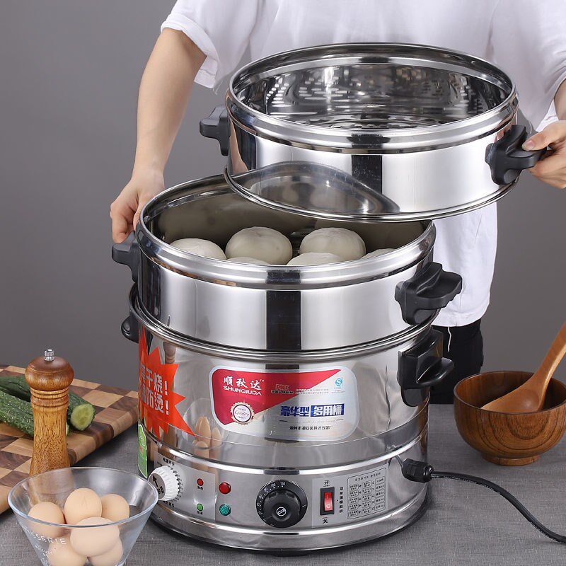 电蒸炉商用摆摊蒸屉蒸锅家宴大型蒸小包馒头加厚款蒸鱼炖汤
