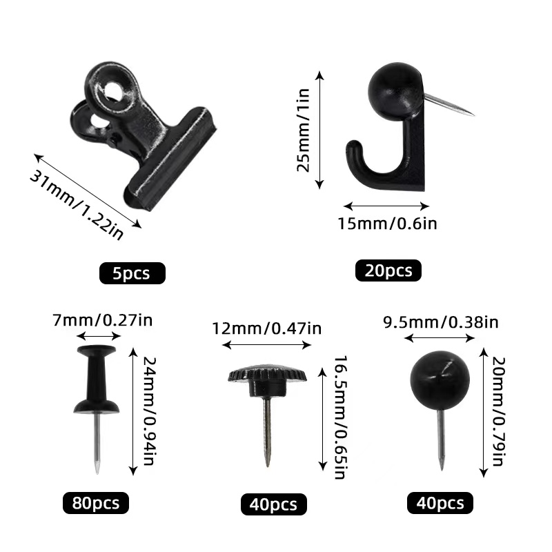 15枚/装创意办公软木板固定黑色挂钩钉图钉齿轮工字钉圆球钉