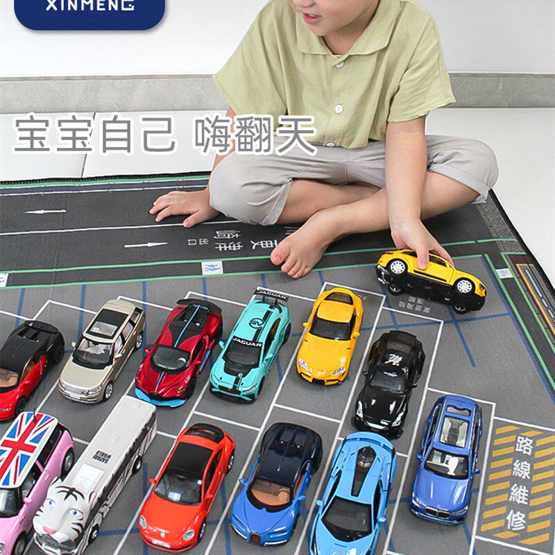 儿童地毯爬行垫城市交通场景地图游戏毯马路轨道停车场地垫