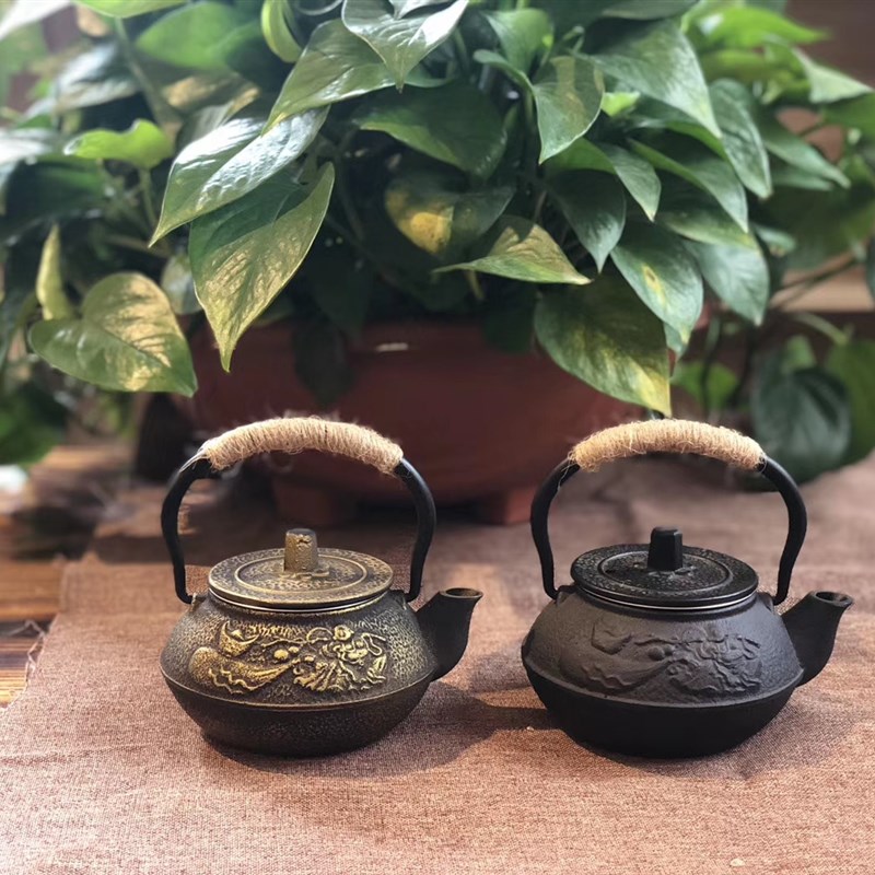 酒店博古架软装中式铁壶家居茶室茶柜装饰摆件茶壶复古礼品壶0.L