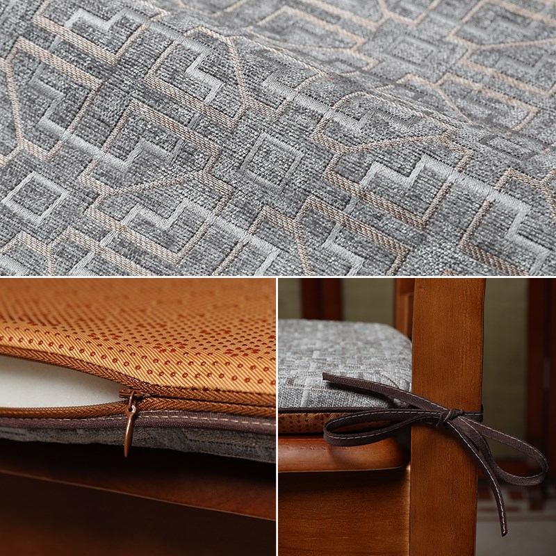 中式红木餐椅垫坐垫家用雪尼尔马蹄形椅子垫实木餐桌椅垫防滑定制