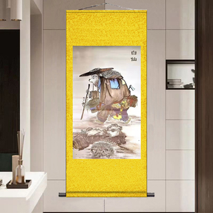 新品定制狐黄常白蟒丝绸卷轴挂画东北出马客厅供奉装饰画无框