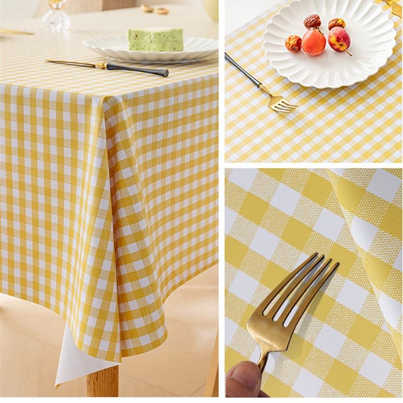小新格子桌布防水防油免洗in风长方形餐桌布茶几桌垫布PC