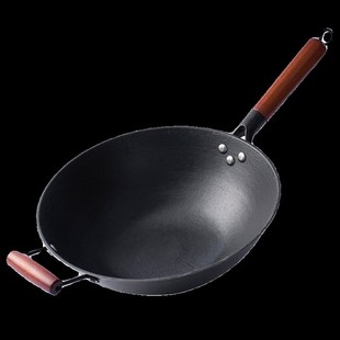 传统老式铸铁锅家用铁锅炒菜锅无涂层粘锅电磁炉用炒锅章丘铁锅