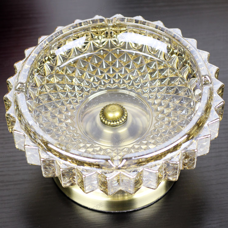 欧式高档奢华水晶玻璃烟灰缸 圆形创意大号 客厅办公室装饰品