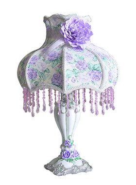 法式田园欧式台灯卧室床头灯公少女心女孩浪漫温馨淡紫色