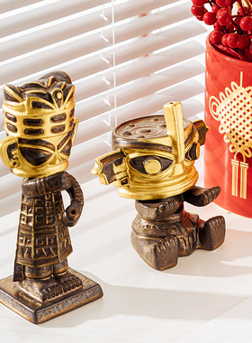 国风星堆文创青铜立家居客厅茶室博古架古风历史装饰