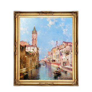 翁特贝格尔世界名油画威尼斯古典风景竖玄关欧式客饭厅装饰