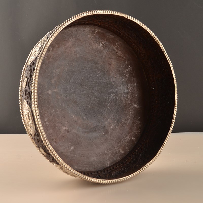 尼泊尔手工雕花紫铜佛堂七宝曼扎盘曼达盘曼茶罗 加厚款 底盘20cm