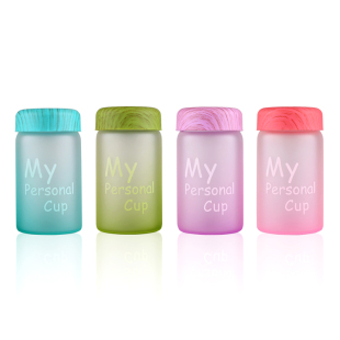 便利迷你高硼硅磨砂渐变玻璃杯爱女士水杯小巧便携防漏水杯