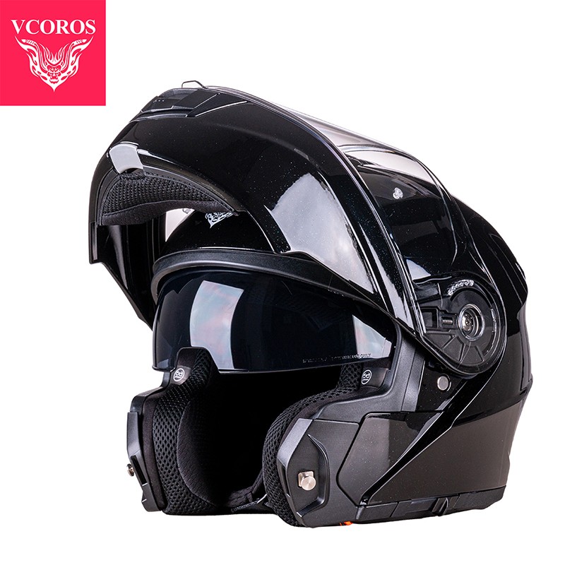 VCOROS大码4XL摩托车头盔双镜片揭面盔男女全盔四季安全帽冬防雾