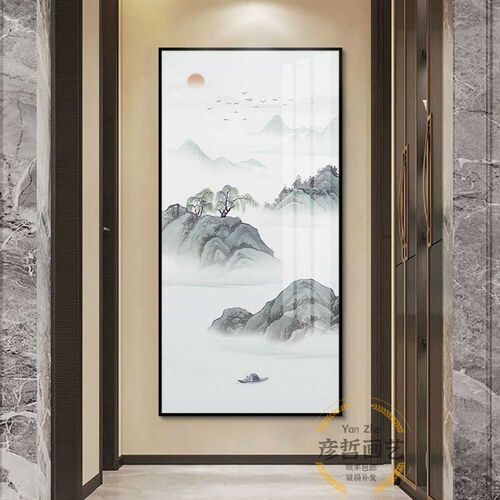 入户玄关饰画新山水墙画客厅走廊过道挂画现代玄幻壁画