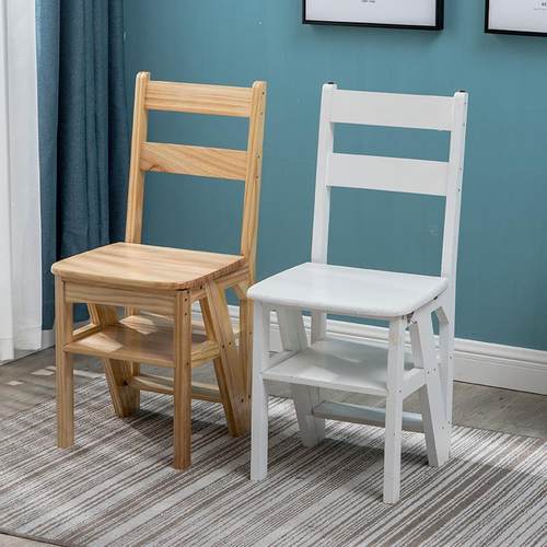 实木折叠梯家用折叠楼梯椅 全实木梯子椅子两用梯凳蹬梯木梯