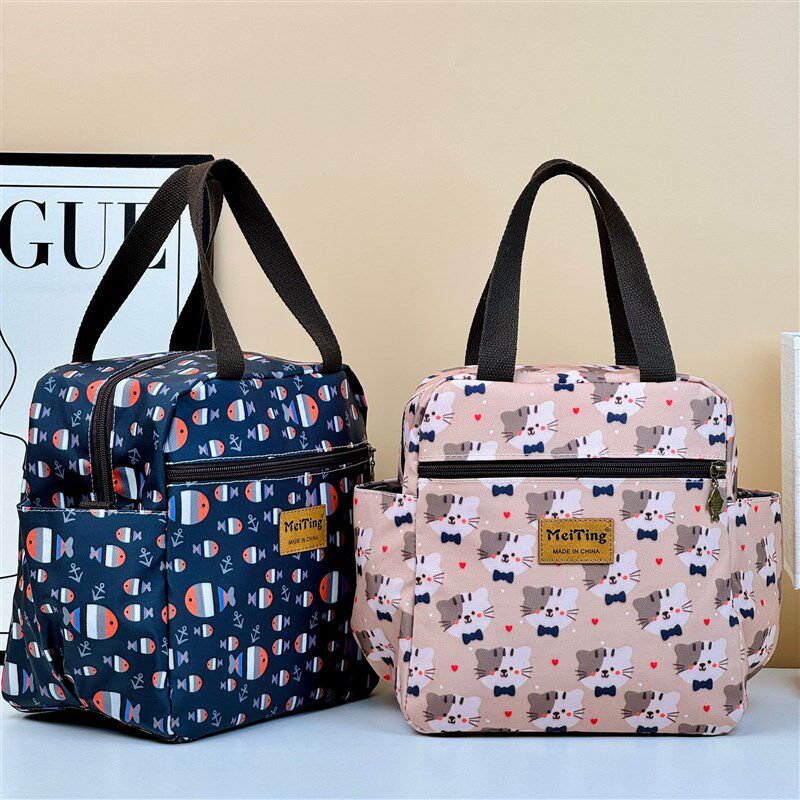 韩大容量防水保温饭盒包加厚铝箔便当包上班通勤餐包肩背