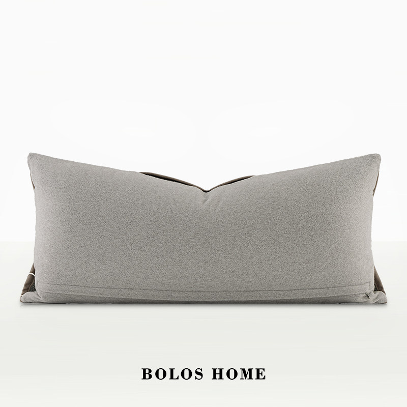 柏洛斯中古棉麻编织拼接复古民宿茶室客厅长条沙发腰靠垫