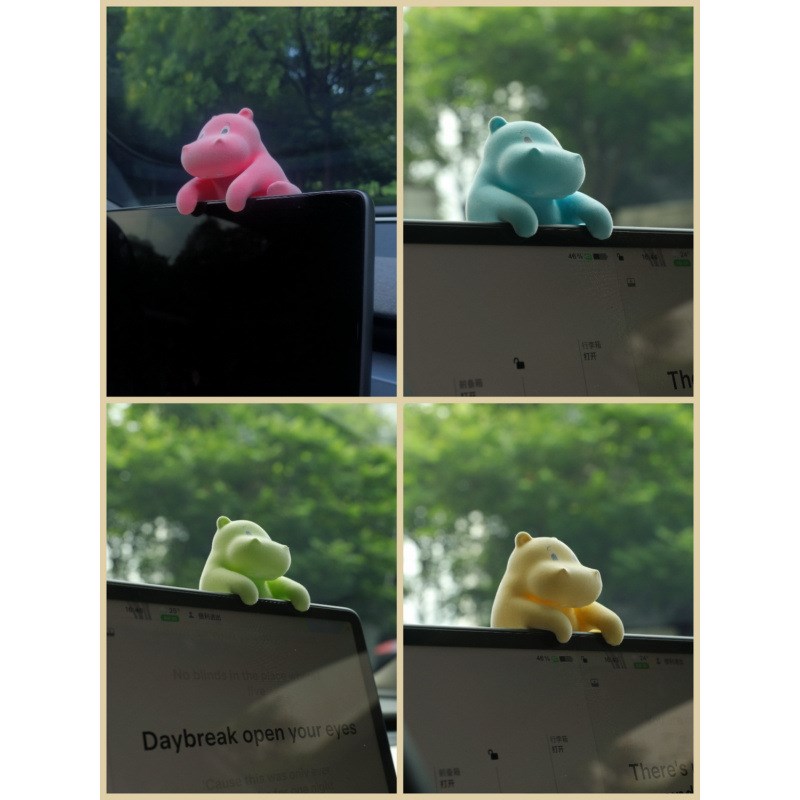 可爱中控屏幕摆件汽车屏幕趴趴公仔车载精致装饰品摆件爆款小河马