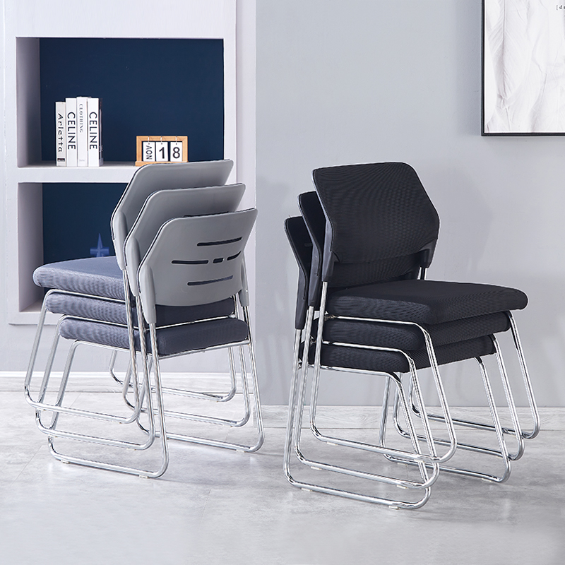现代办公会议椅无扶手会客椅透气网布职员电脑椅培训椅免安装