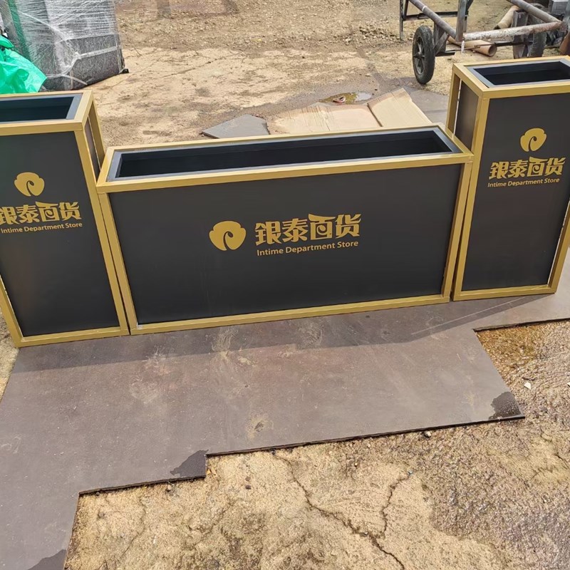铁艺弧形花箱组合市政花坛售楼部外摆商业广场不锈钢花槽围栏定制