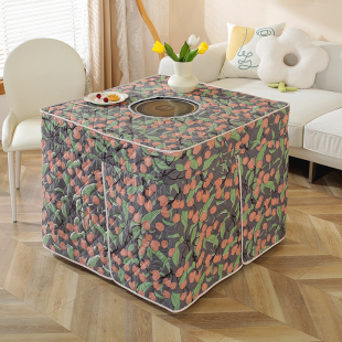 新款加厚烤火桌罩子烤火罩电炉电烤炉正方形四方罩烤火被皮罩