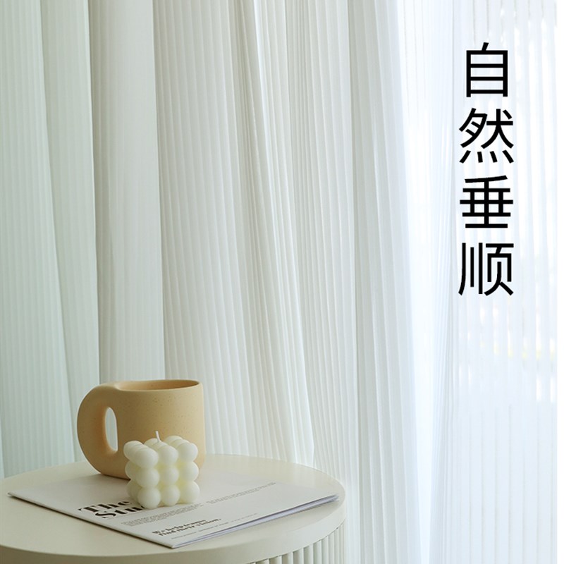 衣柜门帘免打孔轨道白色s纱帘遮丑柜防尘帘子遮挡杂物透光不透人