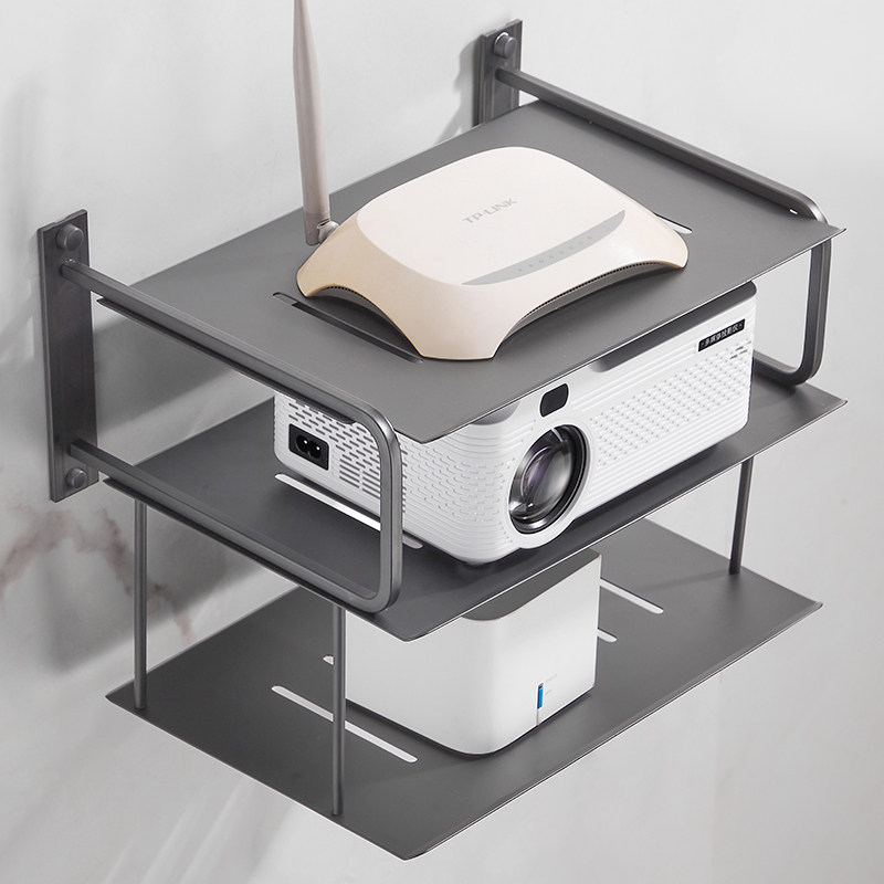 太空铝电视机墙上机顶盒路由器y壁挂式收纳盒支架多层投影仪置物