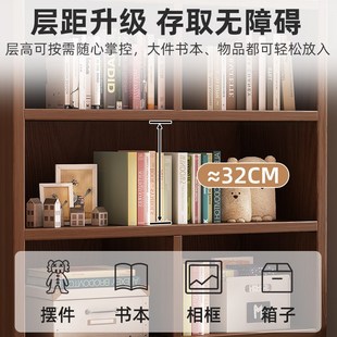 实木生态板书架置物架落地简易柜子靠J墙客厅储物柜收纳家用书柜