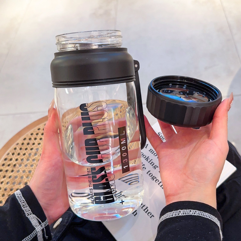 大容量运动水壶夏季男女1000ml泡茶G玻璃杯高颜值简约户外喝水杯