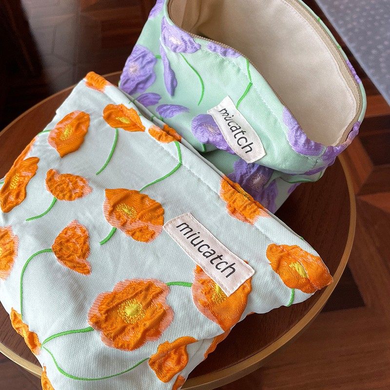 美摘海芋花撞色化妆包凹r凸质感双层提花内胆包大容量帆布收纳袋,收纳整理,化妆包,淘宝优惠券,粉丝福利购,淘宝优惠卷