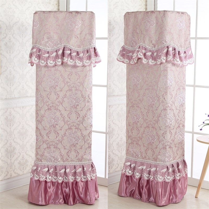 柜式空调罩开机不取 长方形立式柜机防尘罩布艺欧式空.调套刺绣花