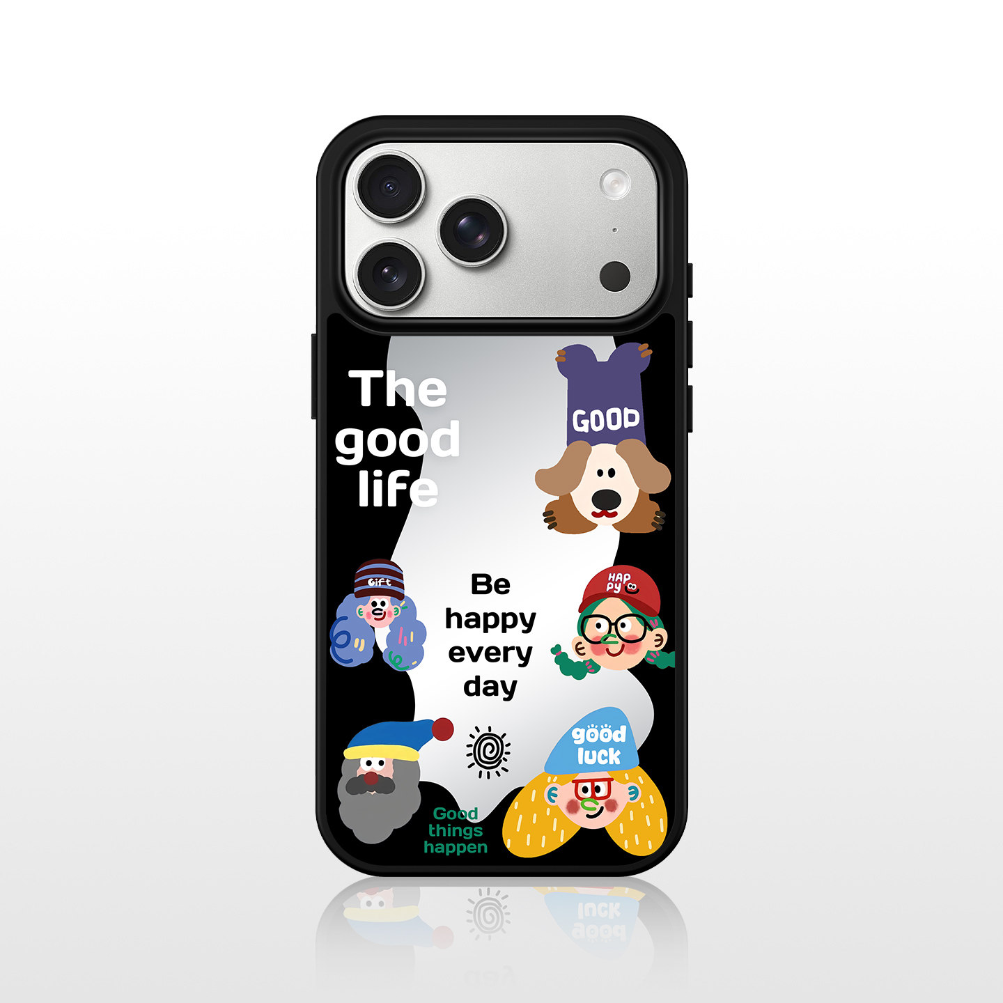 带镜子手机壳iphone17苹果MagSafe磁吸多巴胺新款16独特抽象15全包防摔14黑色框13镜面保护套头像快乐女孩
