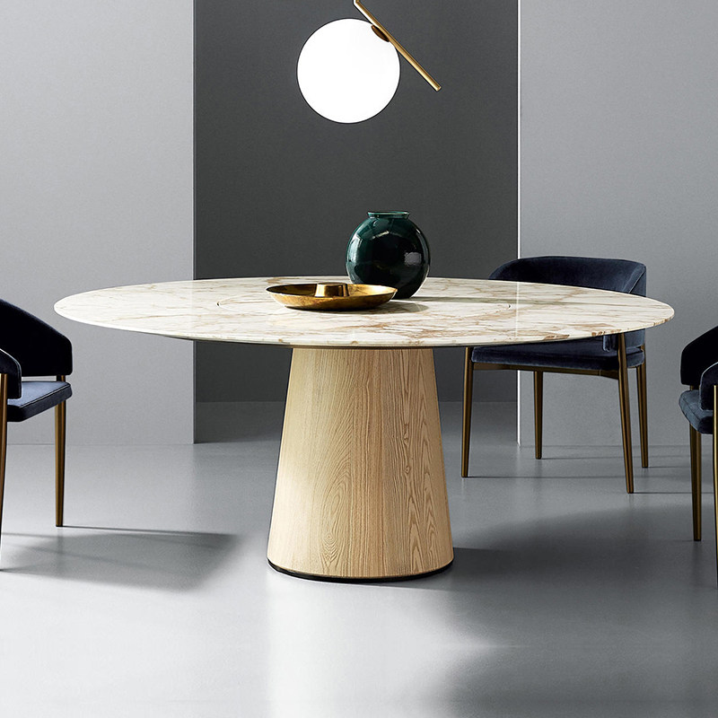 雅奢严选雪绿天然大理石圆餐桌椅现代家用带转盘饭桌子,住宅家具,大理石餐桌,淘宝优惠券,粉丝福利购,淘宝优惠卷