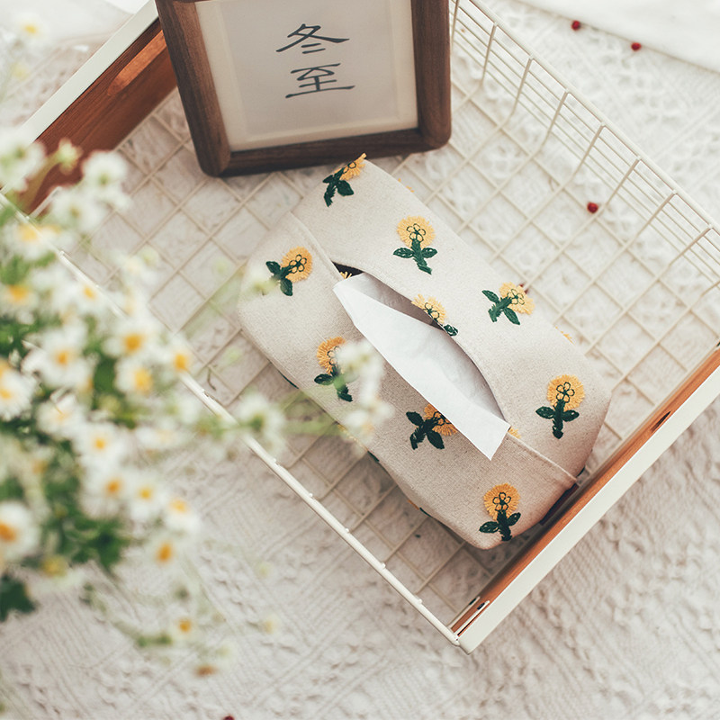 半宅新小纸巾家居饰品车载家用茶几棉麻布艺立体绣盒,收纳整理,纸巾套,淘宝优惠券,粉丝福利购,淘宝优惠卷