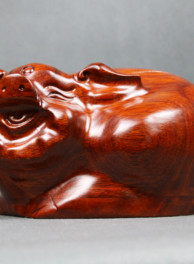 红木雕猪储蓄罐 大号cm存钱罐实木质创意储钱罐红色