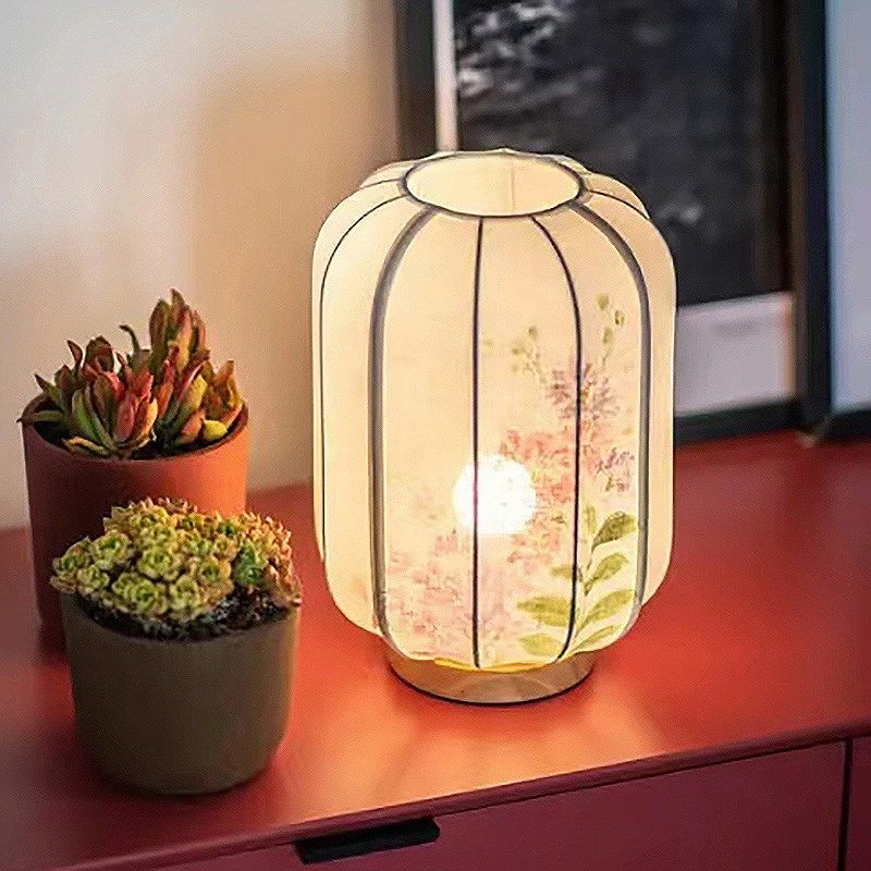 新台灯客厅书房手绘布艺复古装饰氛围灯家用卧室床头灯