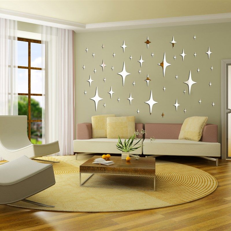 天板吊顶房顶装饰星星客厅卧室电视背景墙d立体镜面墙,家居饰品,软装墙贴,淘宝优惠券,粉丝福利购,淘宝优惠卷