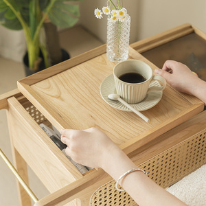 实木客厅小推车边几茶几樱桃木万向轮带轮零食茶水