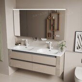 定制橡木浴室柜岩板热弯陶瓷一体现代盆洗脸洗手盆柜